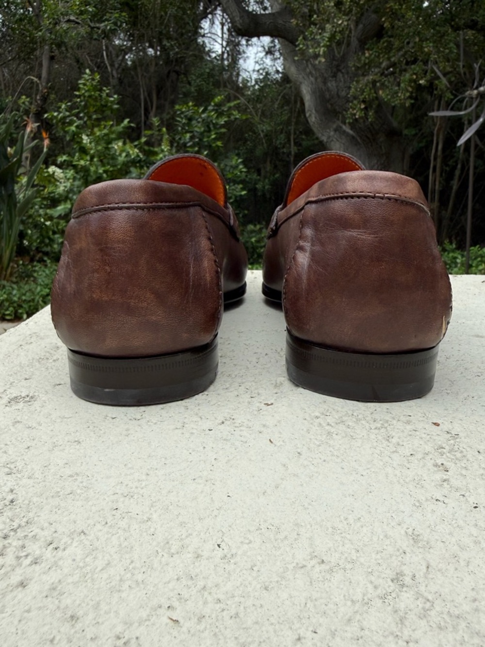 Santoni "Paine" smooth mottled leather loafers - size 9D - Picture 6 of 9